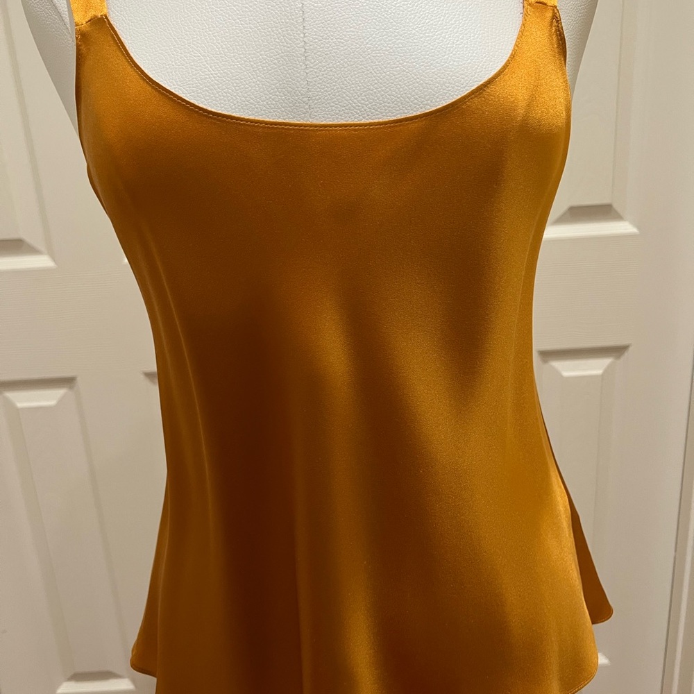 Vince silk tank camisole top in a deep bronze color.